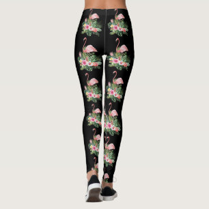Leggings Fleurs tropicales exotiques Motif flamant