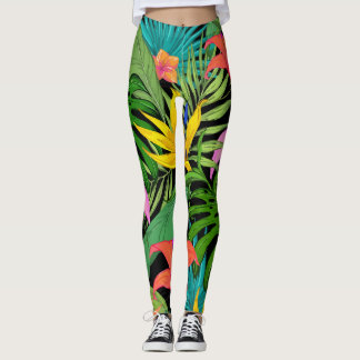 Leggings Fleurs tropicales motifs Feuilles