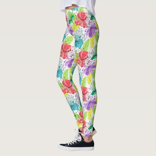 Leggings Fleurs tropicales sans couture motif (Gauche)