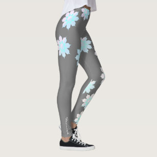 Leggings Fleurs Turquoise Couleurs Pastel