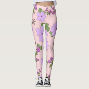 Leggings Fleurs Violettes, Modèle Floral, Motif De Fleurs