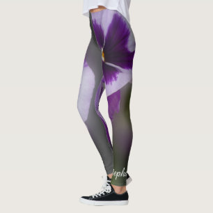 Leggings Fleurs violettes, Nom, Jambes de Yoga Floral