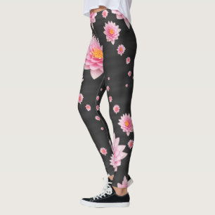 Leggings Floating Pink Lotus Flowers