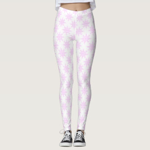 Leggings Flocon de neige blanc rose pastel Noël