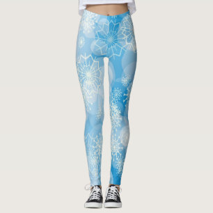 Leggings Flocons de Noël sur fond bleu     