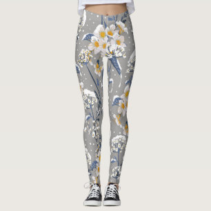 Leggings Floraison hivernale : Délicat motif floral