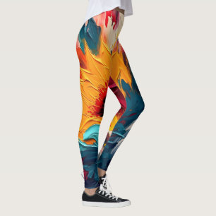Leggings Floraison radieuse – Expression florale abstraite 
