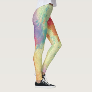 Leggings Floral Abstrait sur les teintures multicolores Arr