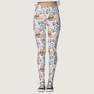 Leggings Floral Avec Lunettes de Champagne et Boule Disco