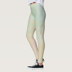 Leggings Floral bleu or Abstrait