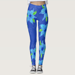 Leggings Floral Blue Star