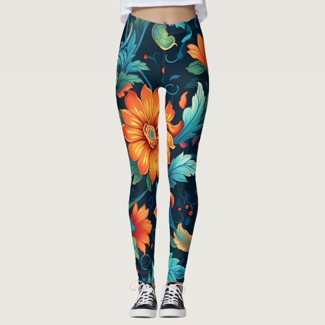 Leggings Floral Boho Art Motif (Devant)