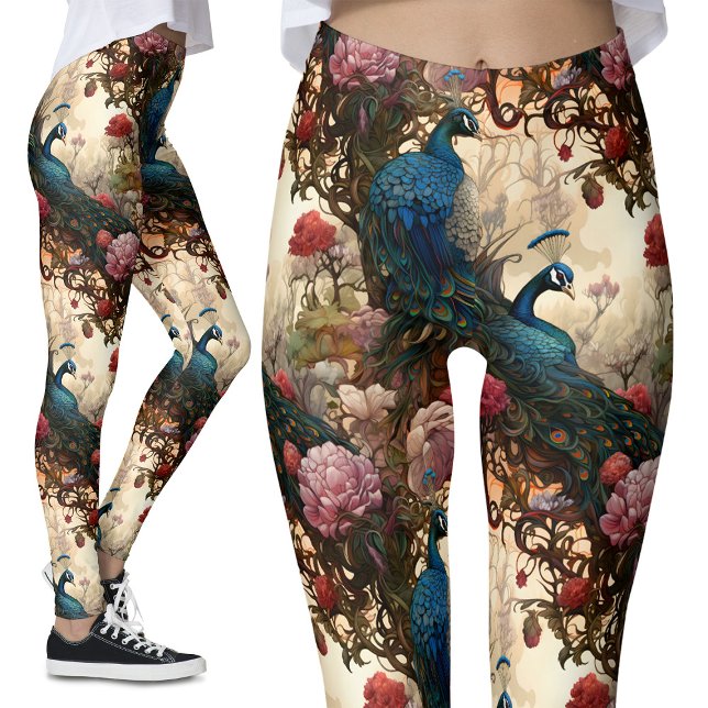 Leggings Floral de paon vintage (Créateur téléchargé)