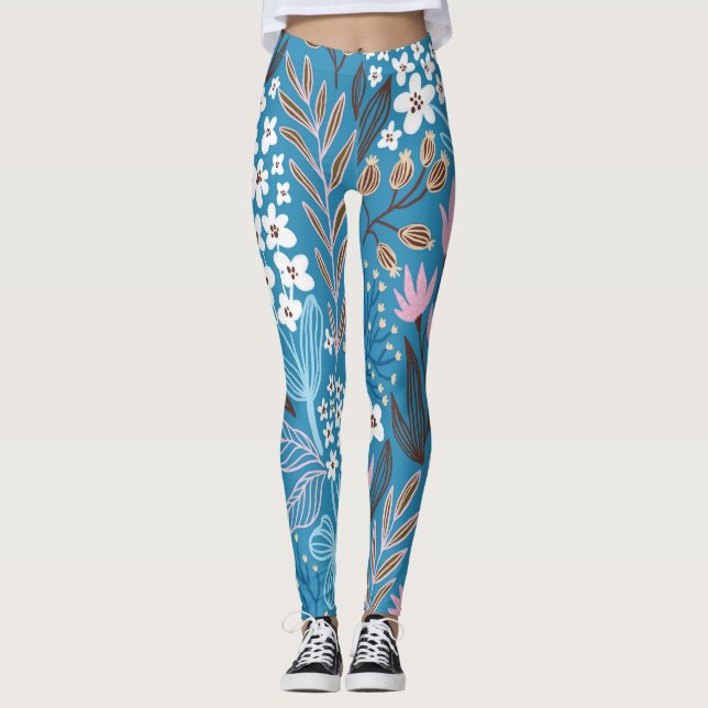 Leggings Floral Ditzy : Design Vintage de printemps. (Devant)