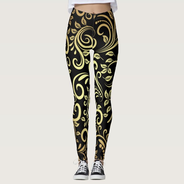 Leggings floral doré (Devant)