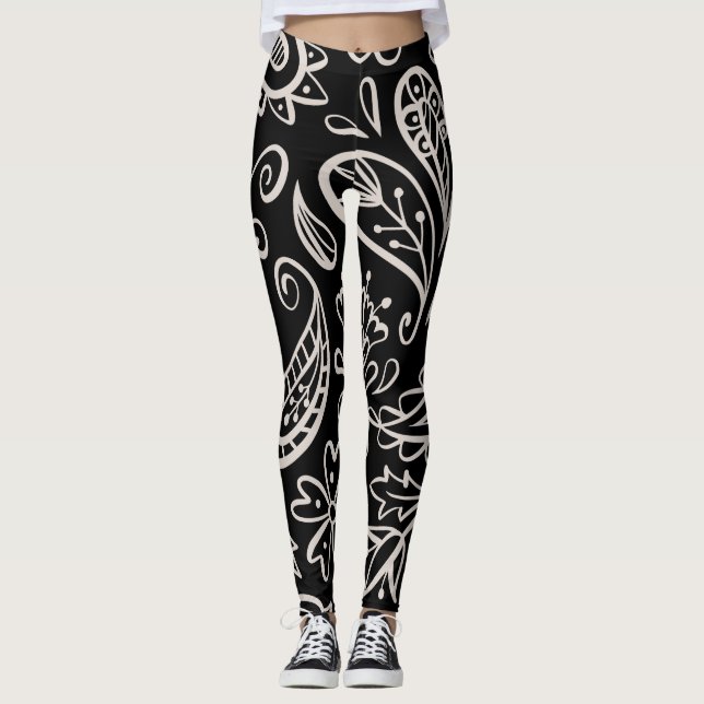 Leggings Floral Et Glamour Sans Seamless Motif Moderne Cute (Devant)