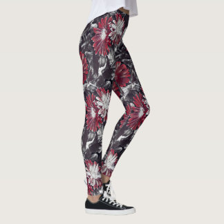 Leggings Floral génial en rouge et noir audacieux