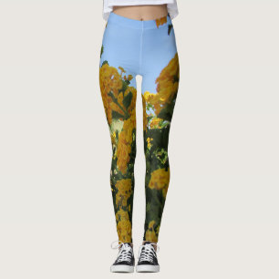 Leggings Floral Jaune Lumineux Paysage Fleuri