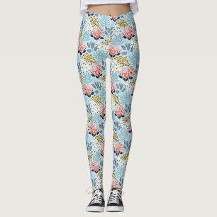 Leggings Floral moderne sur bleu