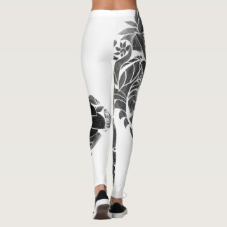 Leggings Floral noir blanc