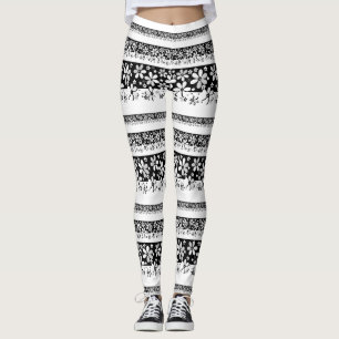Leggings Floral noir et blanc