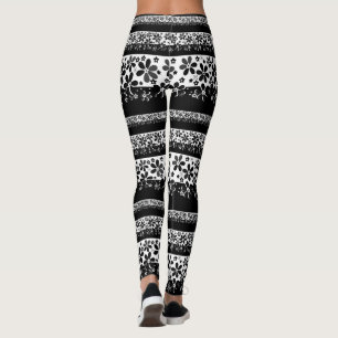 Leggings Floral noir et blanc