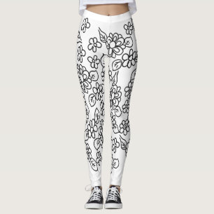 Leggings Floral noir et blanc