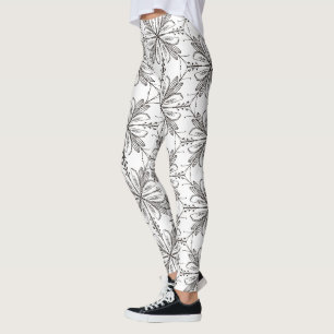 Leggings Floral noir et blanc Mandala Henna