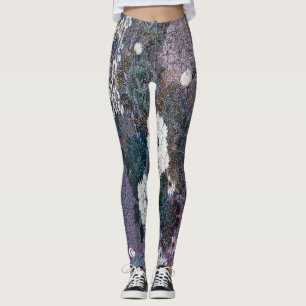 Leggings Floral pourpre tissé
