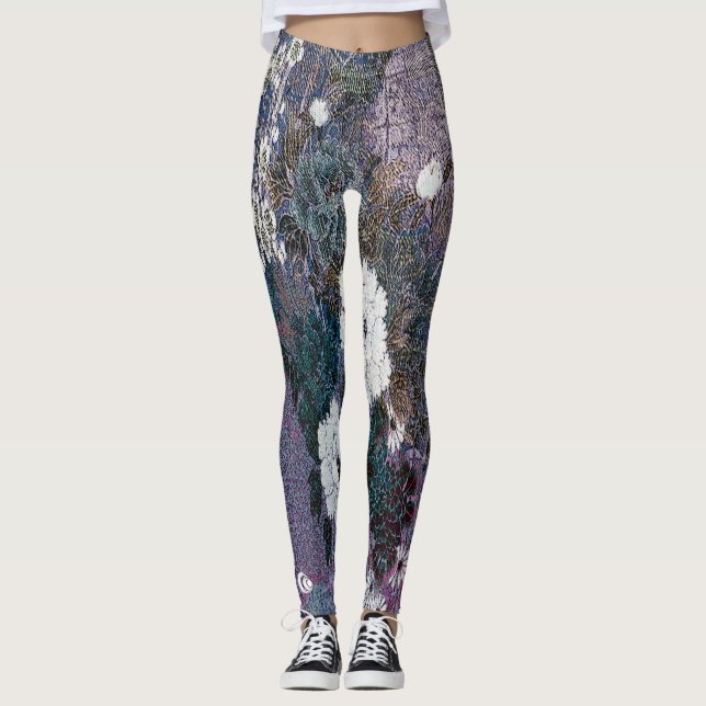 Leggings Floral pourpre tissé (Devant)