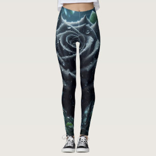Leggings Floral Rose noir