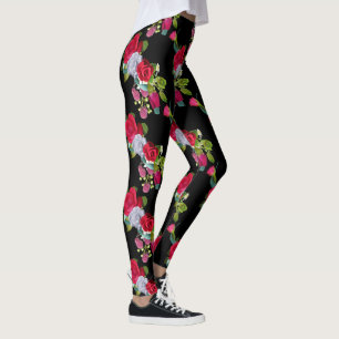 Leggings Floral rose rouge