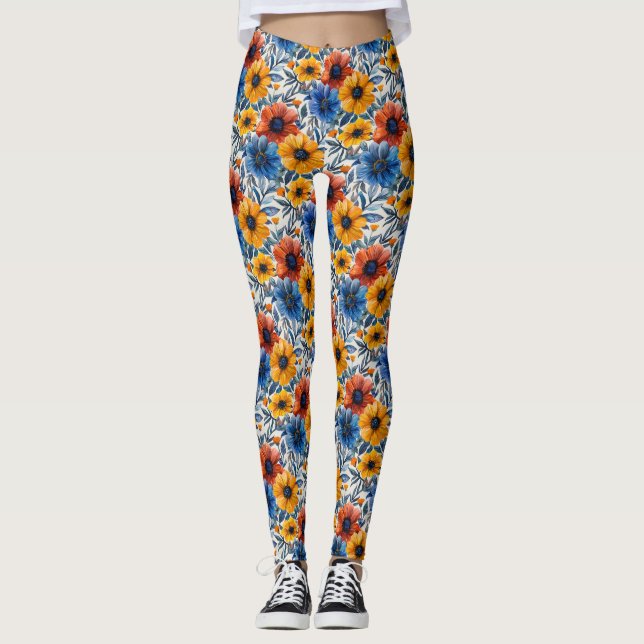 Leggings Floral rustique mode rétro motif (Devant)