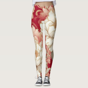 Leggings Floral rustique vintage élégant rouge