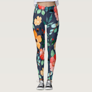 Leggings Floral Surface Motif - Mode Printemps Décoratif