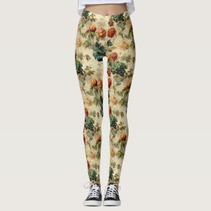 Leggings Floral Thanksgiving Motif Vintage (2)
