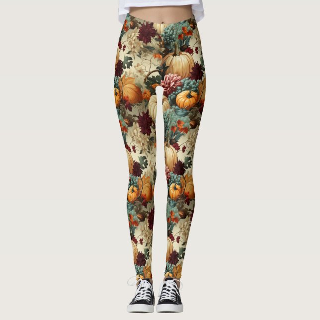 Leggings Floral Thanksgiving Motif Vintage (8) (Devant)