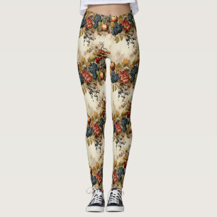 Leggings Floral Thanksgiving Motif Vintage (9)