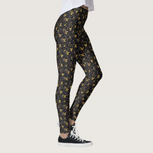 Leggings Florale Abstraite de l'Inde jaune, violette et ros