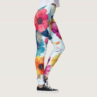 Leggings Floraux Botaniques Aquarelles Colorés