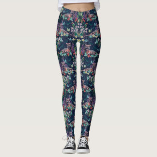 Leggings floraux de tigres
