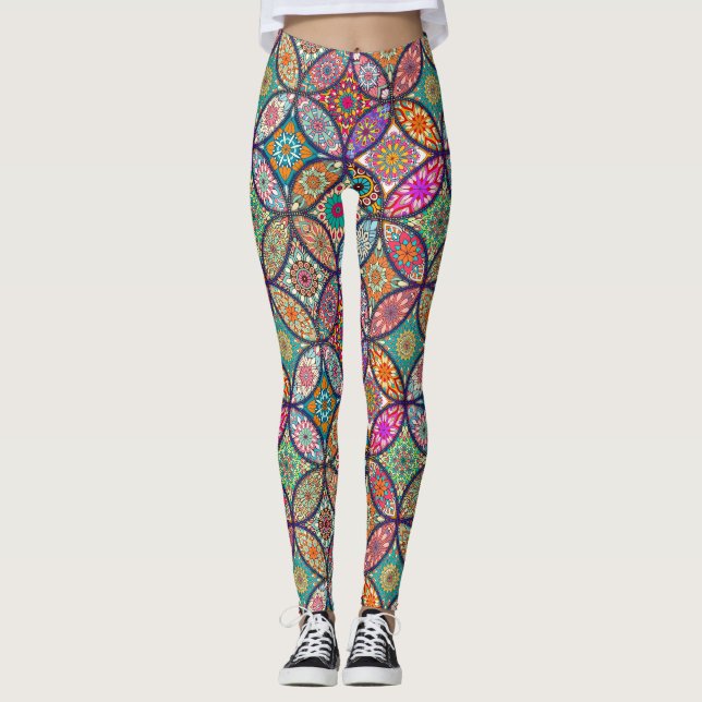 Leggings floraux/mandala décoratifs (Devant)