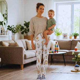 Leggings Floraux Pastel Arc-en-Ciel Aquarelle Bohè
