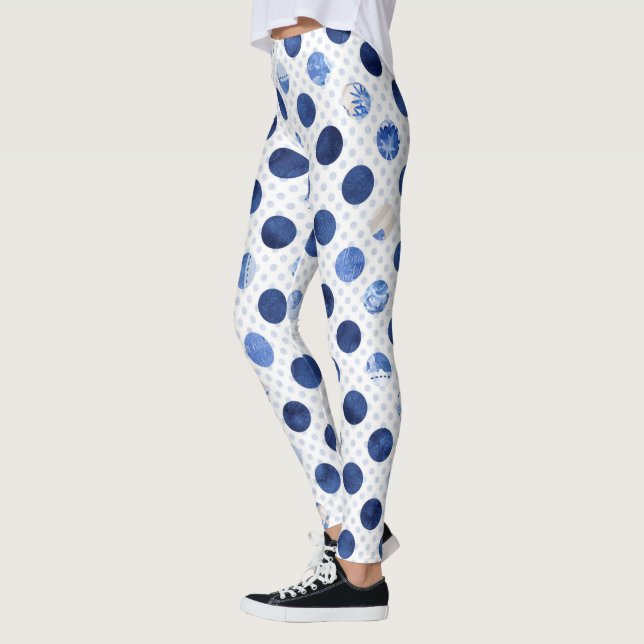 Leggings Flore Bleue Imprimer Légumineuses Florales Femmes (Gauche)