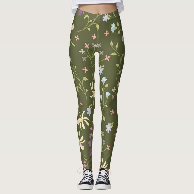 Leggings Flore fleurie printanière (Devant)