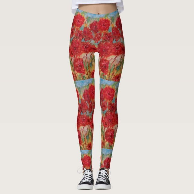 Leggings Flore rouge (Devant)