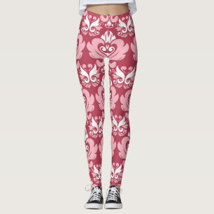 Leggings Flore rouge : Beige pâle sans joint