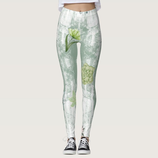 Leggings Flore verte (Devant)