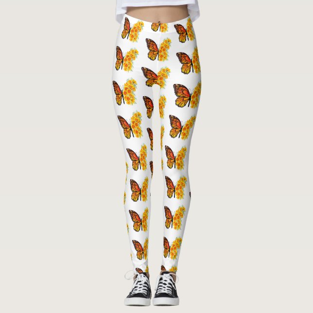 Leggings Flower Butterfly with Yellow California Poppy (Devant)