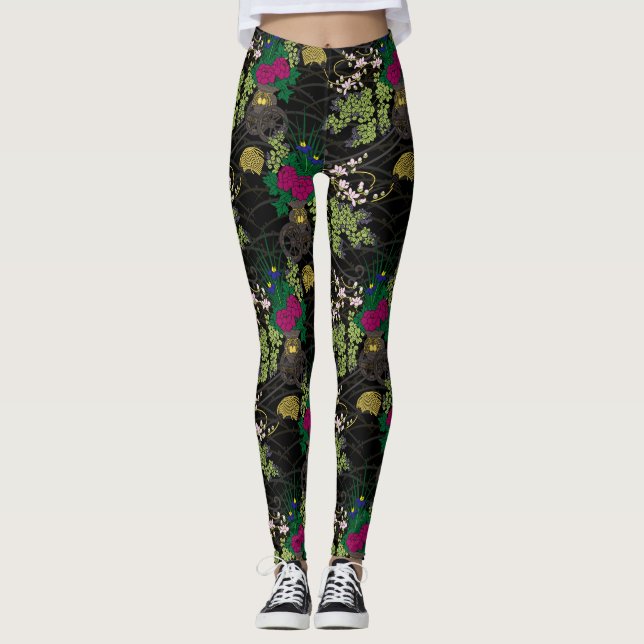 Leggings Flower Carriage Pattern Japanese classic (Devant)